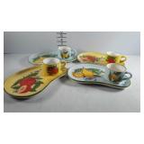 8-pc Ceramic snack set with fruit design, Svc-4