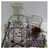 Metalware - 2 book rests, 2-tier fruit / vegetable