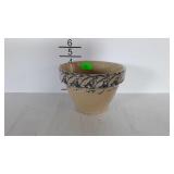 R.R.P.Co. 6" pottery bowl with blue spatter and