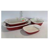 4-pc Corning Ware Etch stoneware casserole /baking