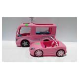 Toys - Pink Barbie car, and pink fashion doll
