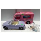 Toys - Purple Barbie car, and Pink fashion doll