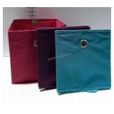 3 Multi-colored folding cloth storage cubes