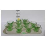 10 Green depression sherbets, 1 has rim edge chip