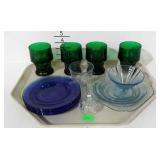 Depression glass - 5 cobalt 6" plates, set of 4
