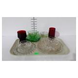 Depression glass - Ruby red honeycomb and round
