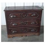 Cottage 3 Drawer Dresser with carved Wood