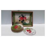 Set of 8 hand painted clear depression 8" plates &