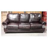 Sofa, nice brown vegan leather 3 cushion seating