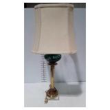 Marble base table lamp with cloth shade - 32" tall