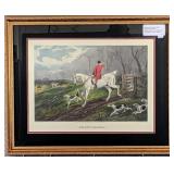 Hand-colored "drawn blank" hunt print, COA on