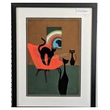 Mid-century modern cat and chair, 17.25 by 21.25"