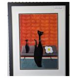 Mid-century modern cat and sofa, 17.25 by 21.25"