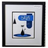Mid-century modern cat and Blue, 14.5 by 16 in