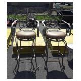 Two metal bar stools