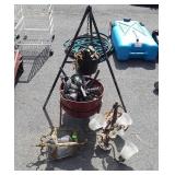 Outdoor lot, includes lights, sprinkler, planters