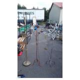 Two floor lamps, and candle holder