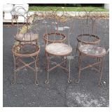Group of six ice cream parlor chairs three have