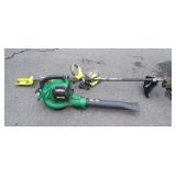 Leaf blower with Ryobi battery operated weedeater