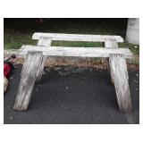 Two wooden saw horses