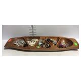 Wooden tray with jewelry