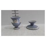 Wedgwood toothpick holder, & single candle holder