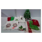 Seasonal decor linens - tea towels, oven mitt,