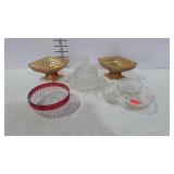Glassware - covered butter dish, ruby flashed 5"