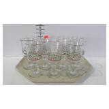 Set of 11 Holly & Berry stemware goblets