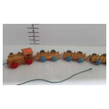 Wooden pull toy train