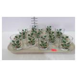 Set of 10 Holly Leaf & Berry high ball glasses
