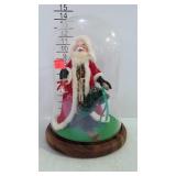 Annalee Santa doll on display base with glass dome