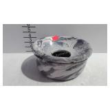 Enamel on cast spittoon with swirl design
