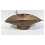 Brass scale pan - 19 x 11" oval with 7-1/4" diam.