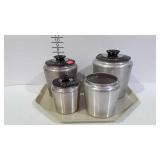 Mid Century 4-pc canister set, missing coffee lid