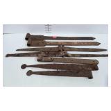 3 pair Iron strap hinges, 24", 17", & 14" and 3