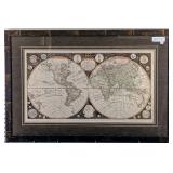 Antique World Map print, 23.75 by 35.5 inches