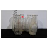 6 Dairy bottles, quart size - 5 Excelsior Sanitary