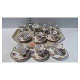 Violet design china, six demitasse cups &