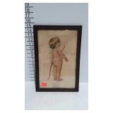 Bessie Pease Gutmann print, framed, water spot on