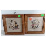 Pair of needlepoint pictures, framed, Hummel