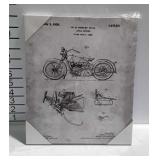 Motorcycle sketch stretched canvas wall hanging,