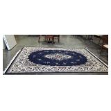 Blue area rug with center medallion 128x94