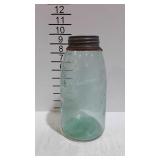 Ball half gallon blue glass canning jar with zinc