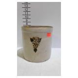 1 Gallon stoneware crock, white with floral & leaf