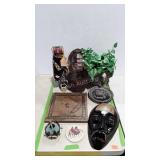 Home decor - tribal mask, elephant planter, basket