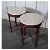 Pair of Marble Top End Stands. Mahogany Stands
