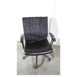 Office Desk Chair, black leather seat bottom with