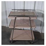 Mid Century Kitchen Cart. 3 shelves, easy roller,