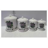 4-pc Canister set with violet floral design